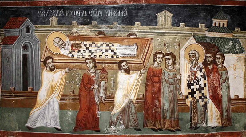 Święty Mikołaj -Bari-prezniesienie relikwi-fresk